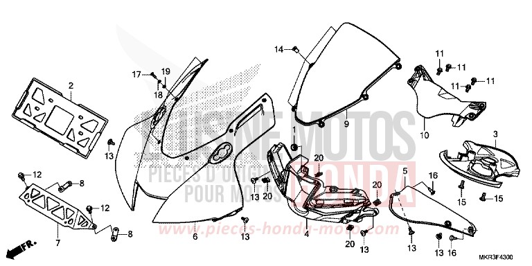 OBERER WINDLAUF von CBR1000RR "Fireblade" GRAND PRIX RED (R380) von 2022
